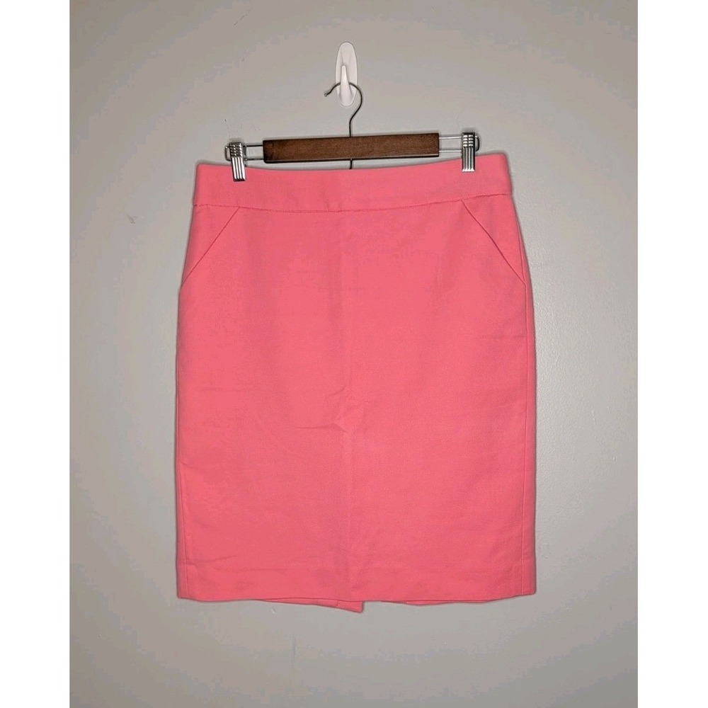 J. Crew Skirt Womens Size 8 Pink Pencil Straight Skirt Salmon Coral Midi - Flaw